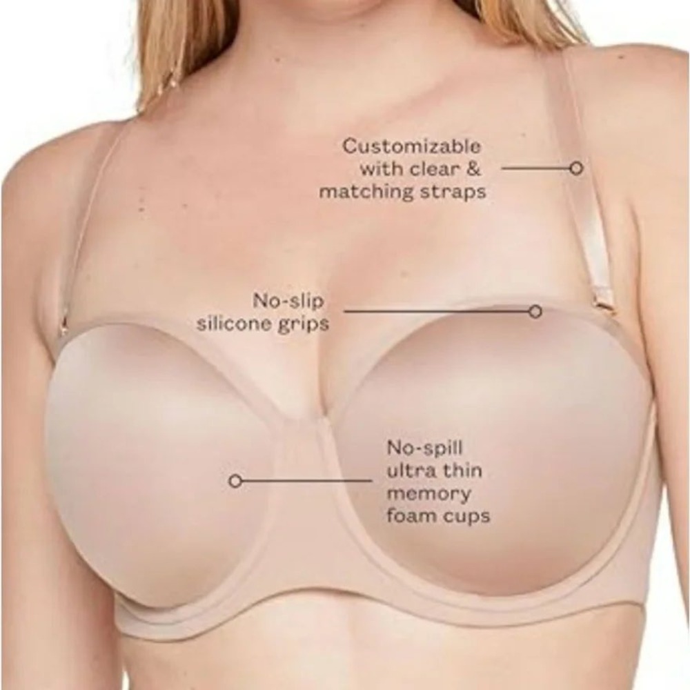 NWT ThirdLove 24/7 Classic Strapless Bra 40C Taupe Nude Memory Foam Multi-Way